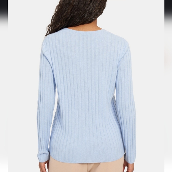 NWT Theory Ribbed Cashmere VNeck Pullover - Picture 3 of 7